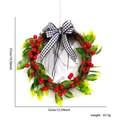 Dettaglio ghirlanda natalizia 37cm con bacche rosse e fiocco a scacchi bianco nero - 32cm*37cm / Ghirlanda Fiocco a Quadri Rosso