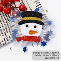 Fermaglio natalizio a pupazzo di neve con cappello glitter, sciarpa rossa e tulle a stelle - Stile Testa di Pupazzo di Neve