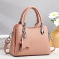 Elegant pink lychee textured tote bag with double handles and a star charm - Pink