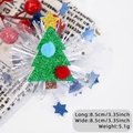 Fermaglio a forma di albero di Natale con glitter, pompon e frange argentate - Stile Albero di Natale