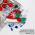 Fermaglio per capelli a cappello di Babbo Natale rosso con paillettes e stelle, 9x8,5cm - Stile Cappello di Natale