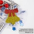 Christmas bell hair clip with red bow, gold glitter, and silver tassels for festive parties - Bell Mesh Style
