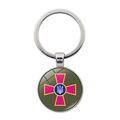 Zinc alloy Ukraine trident national emblem keyring with pink cross on blue background - Pink Cross Trident Style (JY006299-5)