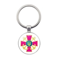 Silver alloy keychain featuring Ukrainian Navy emblem with pink cross and anchor - Naval Emblem Style (JY006299-8)