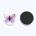 Detailed view of 25mm purple butterfly glass magnet with a black magnetic backing - Lavender 3D Butterfly Style (JY003518-15)