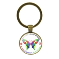 Vintage bronze autism awareness keychain with colorful puzzle butterfly and advocacy text - Antique Bronze (JY003282-2)