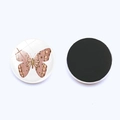 Colorful 25mm butterfly glass fridge magnets with strong magnetic back on white background - Pink and Brown Toned Butterfly (JY003518-24)