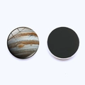 Detail view of round Jupiter glass fridge magnet with smooth surface and magnetic backing - Jupiter Style (JY003514-2)