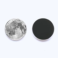 Front and back view of 25mm moon glass cabochon fridge magnet with black magnetic base - Moon Texture Style (JY003514-8)