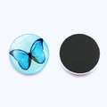Detail of 30mm crystal glass fridge magnet with blue butterfly design and magnetic back - Blue Butterfly Style (JY003528-6)