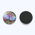 Detailed front and back view of 30mm glass fridge magnet with colorful dragonfly design - Colorful Dragonfly and Flower Style (JY003528-13)