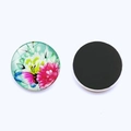 30mm crystal glass refrigerator magnet with colorful butterfly and floral patterns - Butterfly and Flower Hand-painted Style (JY003528-14)