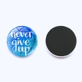 Aimant de frigo rond 25mm en verre bleu avec citation motivante Never Give Up - Never Give Up Aquarelle Bleue (JY003534-14)