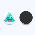 Vista frontal y trasera de un imán de nevera de emoji caca verde azulado con imán negro - Estilo Parpadeante Azul Verde (JY003516-2)