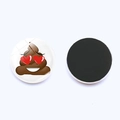 Imán de nevera emoji de caca con cara gráfica y soporte magnético negro posterior - Estilo de Ojos de Corazón (JY003516-4)