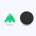 Détail de deux magnets de frigo emoji crotte verte en colère de 25 mm avec dos aimanté - Style Colère Verte (JY003516-5)