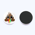 Vue détaillée du magnet emoji caca rond avec fluide arc-en-ciel et base magnétique - Style Fluide Arc-en-ciel (JY003516-8)