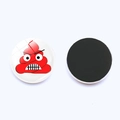 Vue avant et arrière d'un aimant de frigo en verre de 25mm avec motif emoji rouge - Style Colère Rouge (JY003516-11)