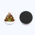 Vue détaillée avant et arrière d'un aimant de frigo en verre de 25 mm avec emoji caca - Style Signe Dollar (JY003516-18)