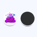 Détail montrant le recto et le verso d'un aimant de frigo emoji de 25mm violet avec halo - Style Halo Violet (JY003516-19)