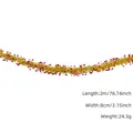 Goldene Weihnachtsgirlande mit roten und lila Sternpailletten für die Festtagsdekoration - 8cm*200cm / Roségold