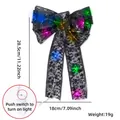 Fiocco nero di Halloween con teschi e luci LED multicolore per decorazione festa - Luce Multicolore Bronzatura Nero Stile Teschio