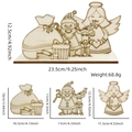 Detailed size specifications for laser-cut wooden Christmas tabletop ornaments set - Angel Gift Bag Style (5323340853864)