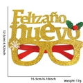Funkelnde goldene Feliz Año Nuevo Partybrille mit Schneeflocken und roten Bügeln - Beeren-Buchstaben-Brille (Feliz Año Nuevo)