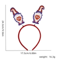 Detail of USA Gnome headband showing exact dimensions of 24.3cm height and 17.5cm width - One Size / Dual USA Gnomes Style