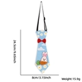 Blue Easter necktie with daisy print, pink bunny, and adjustable strap for kids' parties - Cloud Rabbit and Carrot Tie