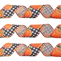 Halloween-Dekoband mit schwarz-weißem Karomuster und Kürbis-Print für Herbstdekoration - Kürbis Karo Breite 6.5cm / 2m