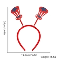 Independence Day headband featuring red plush frame and sparkling USA flag mini hats - Double Tall Top Hat Style