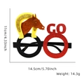 Detail of horse racing party glasses with felt horse motifs and GO lettering - Horse Head GO Style