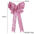 Rosa Glitzer-Weihnachtsschleife mit Silberrand für Partydeko, 44cm x 23cm groß - Glitzer Rosa Stil