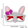 Silberne Glitzer-Hasenohren-Brille mit lila Schleife für festliche Osterdekoration - Lila Schleife Hasenohr Stil