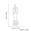 LED light-up Halloween skeleton figurine decor for tabletop, 18cm tall in ivory white - White Skull Style