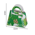 Green felt Easter candy bag with white rabbit prints and floral patterns, 12x13cm size - Rabbit and Flower Style (Easter Handbag 02)