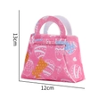 Pink Easter bunny gift bag in non-woven fabric with cartoon print and 13x12cm dimensions - Pink Easter Egg and Rabbit Style (Easter Handbag 03)