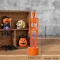 Statuetta scheletro di Halloween arancione luminosa, altezza 18 cm per decoro tavolo - Scheletro Arancione