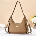 Elegant khaki pleated underarm bag with gold butterfly buckle for women - Khaki