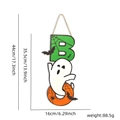 Wooden Halloween BOO vertical door sign featuring white ghost and green orange letters - BOO Ghost Spider Bat Style