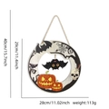 Halloween wooden round sign with pumpkin and skull, 28cm diameter for door hanging decor - Bat Pendant Style