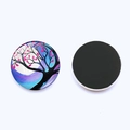 Detail of 25mm Tree of Life glass fridge magnet showing vibrant colorful patterns and magnetic back - Jy003550-10