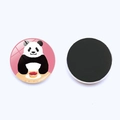 Close-up of cute panda round glass fridge magnets showing both front and magnetic back sides - Jy003540-5