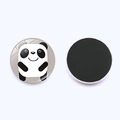 Detailed front and back view of 25mm panda glass magnet showing strong magnetic base - Classic Cartoon Giant Panda