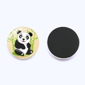 Detailed view of round panda fridge magnet with glass dome and magnetic backing - Jy003540-12