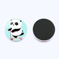 Cute panda on scooter glass fridge magnet with 25mm round magnetic backing decoration - Panda Riding Scooter