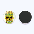 Detailed view of 25mm glass sugar skull fridge magnet with strong magnetic backing - Sugar Skull Style 6 (JY003542-6)