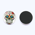25mm glass magnet with Mexican sugar skull design for refrigerators and whiteboards - Sugar Skull Style 14 (JY003542-14)
