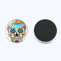 Sugar skull glass fridge magnets with 25mm round magnetic back for home and office decor - Sugar Skull Style 16 (JY003542-16)